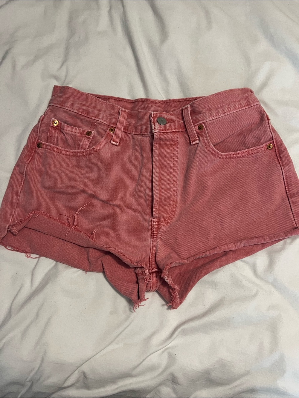 Levi's Pink Distressed Denim Cutoff Shorts